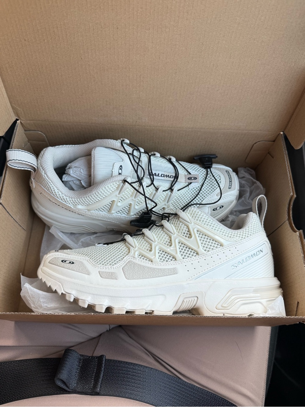 Salomon White Sneakers with Black Laces